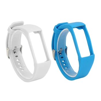 

2Pcs Silicone Watchband for Polar A360 A370 Wristband Silicone Wriststrap Smart Bracelet Replacement - Blue & White