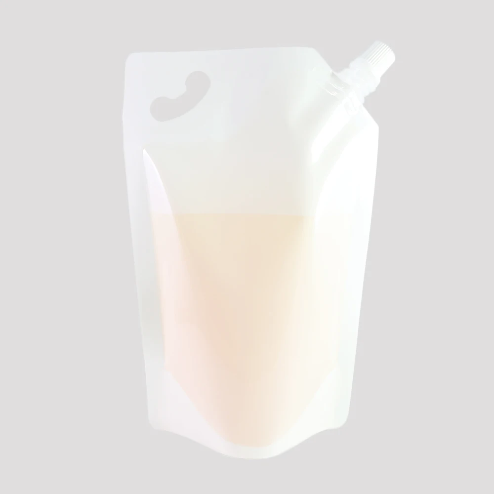50pcs Milk Drink Nozzle Storage Bags And Free Gift Funnel Double-side White Spout Pouches Plastic Packaging Bags With Hang Hole 2