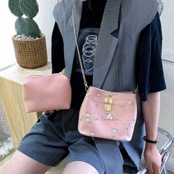 

2020 Floral Chains Bucket Bags Ins Luxury Handbags Ladies Bags Designer Clutch Luxury Handbags Women Bags Vintage Messenger Pack