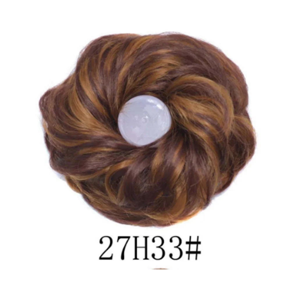 Синтетические вьющиеся грязные пучки волос резинки для волос эластичные волосы канатная Резиновая лента шиньоны конский хвост свадебные волосы для женщин и детей - Цвет: 27H33