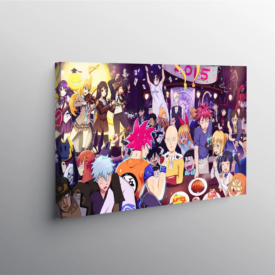 Anime Crossover One Punch Man Shokugeki No Soma Danmachi Gintama Death Parade Poster Canvas Wall Art Decoration Prints Painting Calligraphy Aliexpress