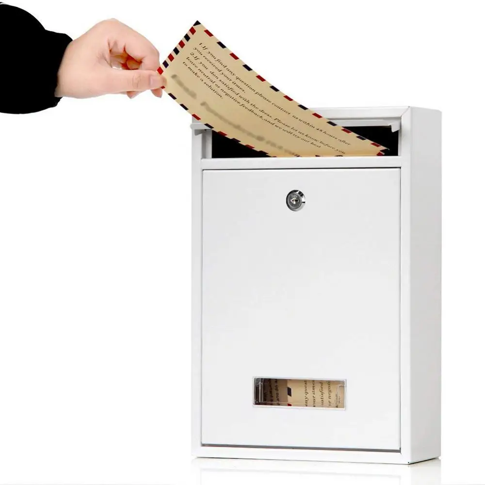 40% Hot ! Outdoor Lockable Wall Mounted Hanging Iron Post Letter Box Street Mailbox with Key Newspaper Box