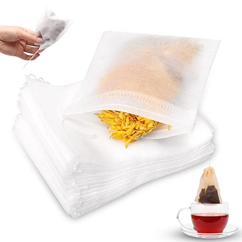 

Одноразовые чайные пакетики 100 шт., фильтрующие пакетики для заварки чая со шнурком, с запахом, из пищевого нетканого материала, оригинальные чайные пакетики