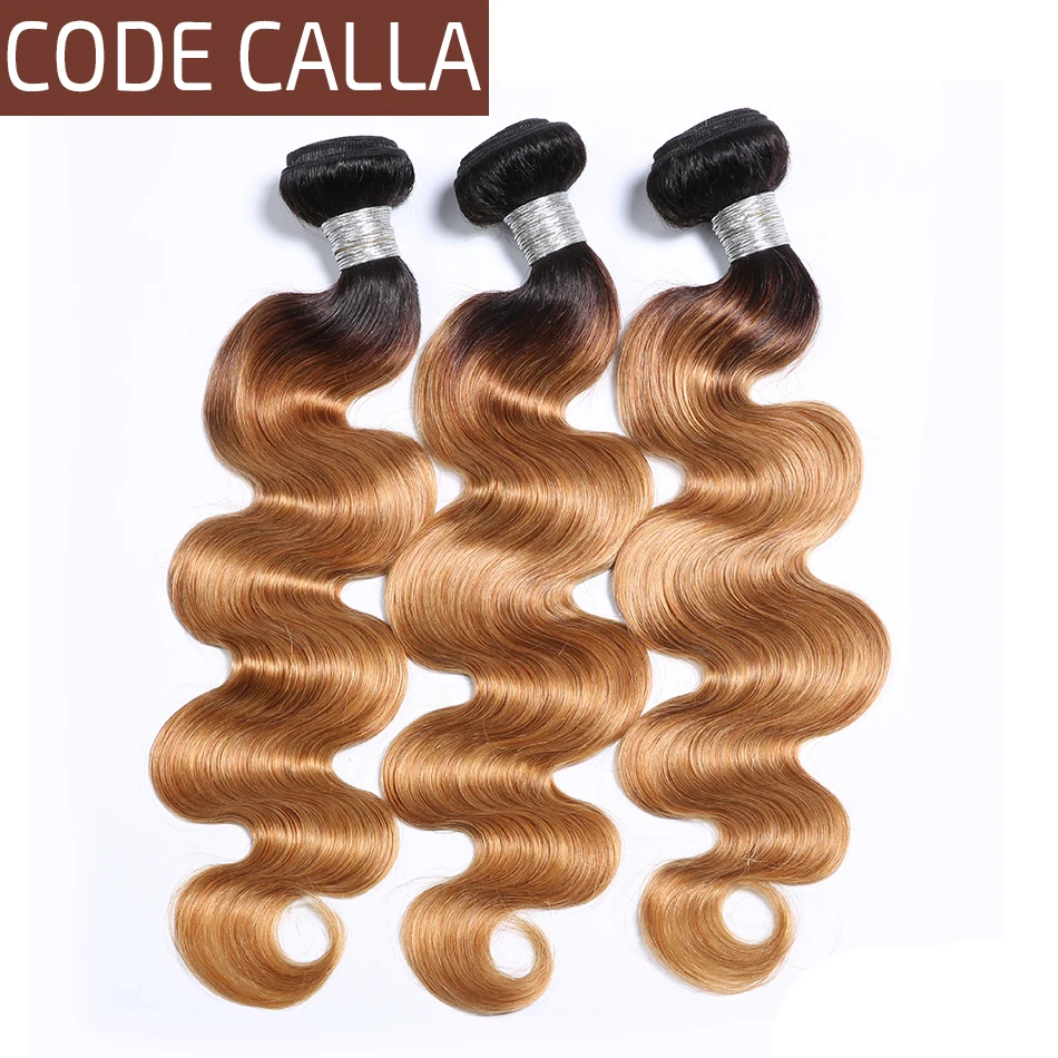 

Code Calla Remy Body Wave Hair 3 Bundles Peruvian 100% Human Hair Body Weave Extensions Four Ombre Color Can Choose For Woman