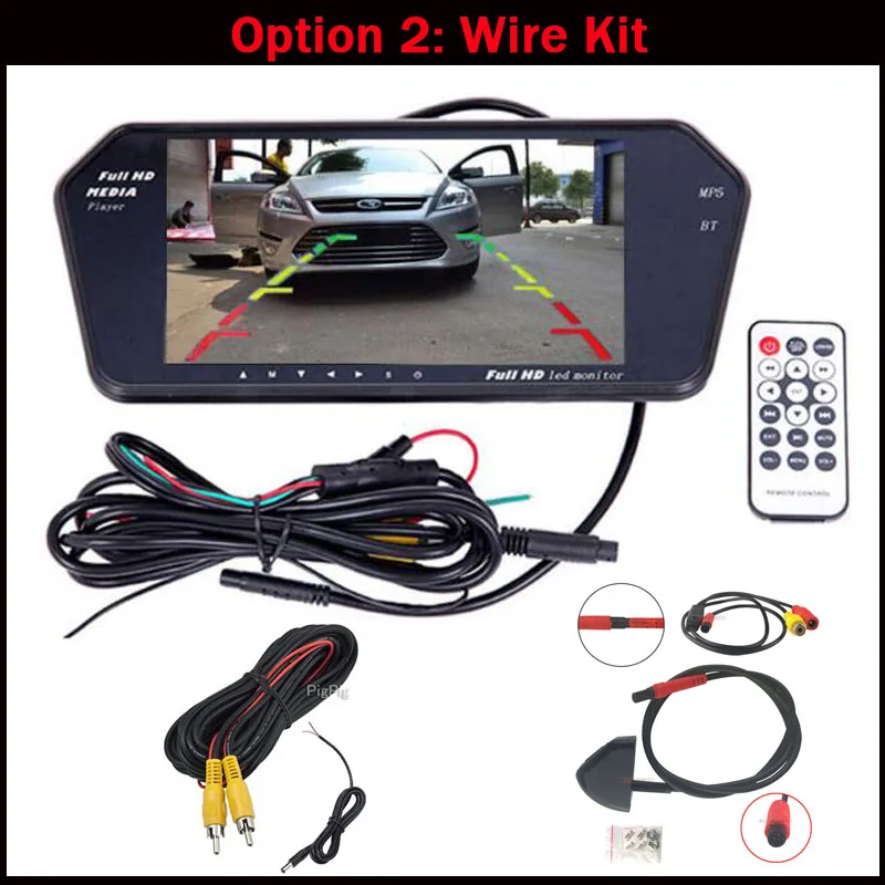 Koorinwoo беспроводной AHD 7 дюймов TFT lcd цветной зеркальный монитор Viedo вход AV1/2 MP5 плеер заднего вида камера заднего вида - Цвет: Wire Kit