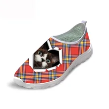 HYCOOL/Женская обувь с милым рисунком животных, кошек, собак; женские кроссовки на платформе; женские слипоны; удобная Пляжная обувь из сетчатого материала; сезон лето