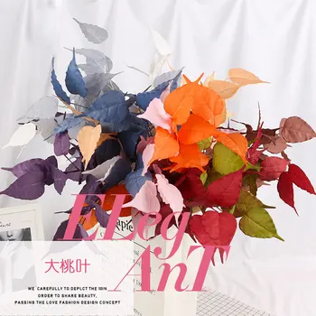 

Simulated Green Plants Peach Leaf Wedding Wedding Flower Arrangement Ceiling Hotel Soft Loading Leaf Flower Row Road Lead Silk F