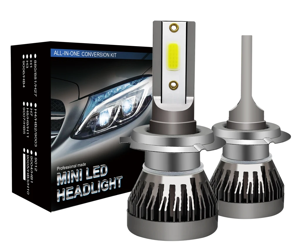 2 шт. автомобиль свет мини-светодиодный фар H1 H4 H7 H8 H11 9005 HB3 9006 HB4 9012 36W 12V 6000LM 6000K меньше в Размеры авто светодиодный лампы