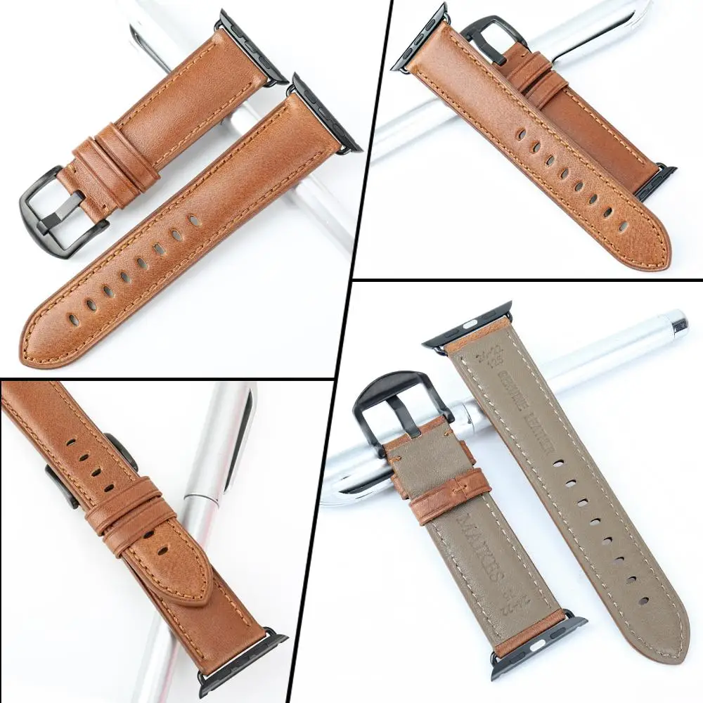 MAIKES для Apple Watch Band 44 мм 40 мм iWatch Series 4 3 2 1 Apple Watch Band 42 мм 38 мм кожаный ремешок аксессуары для часов браслет