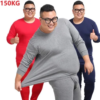 

Large Size Men Warm Cotton Underwear 6XL 7XL 8XL Winter Thermal Leggings Sets Tops And Pants Oversize Elasticity Stretch Bottoms