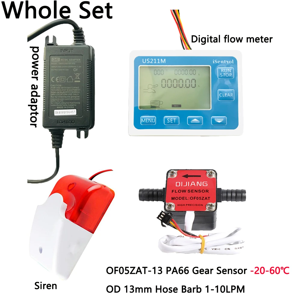 

US211MA Pipe Oil Suspend Alarming System PA66 Gear Flow Sensor OF05ZAT-13mm for Lubricant Milk Turbine Flowmeter BSPP iSentrol