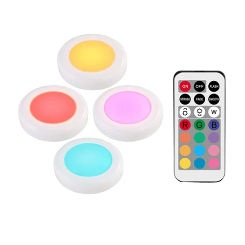 12 цветов RGBW светодиодный ночник беспроводной пульт дистанционного управления на батарейках сенсорный датчик под шкафом светильники для кухни настенный светильник - Цвет: 1remote 4 lamp