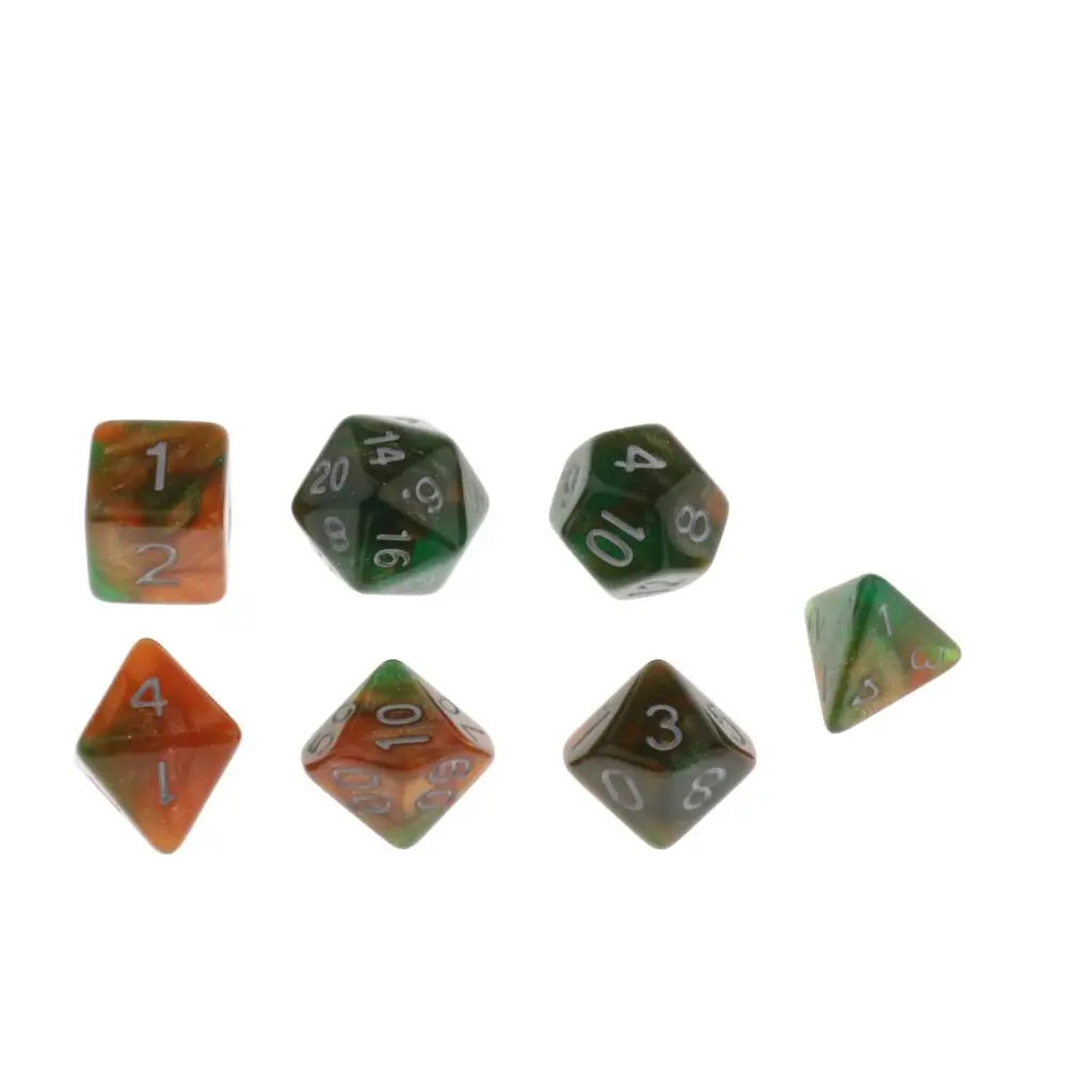 7 Pieces Polyhedral Dice Set for Role Playing Game Dungeons and Dragons D&D and Math Teaching - Select Colors