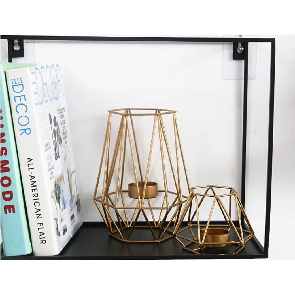 3D Geometric Dinner Candle Holder Candlestick Metal Wire Tea Light Candle Holder for Home Wedding Party Church Decor