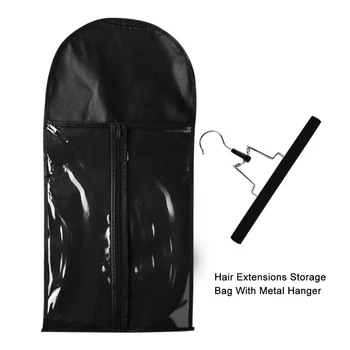 

Hair Extensions Storage Bag With Metal Hanger Durable Carrier Case Zipper Design for Hair Styling Beauty Tool Accessories