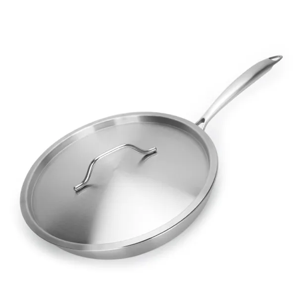 Skillet with Cover Stainless Steel Fry Pan 6-Ply Bonded with Lid Dishwasher Safe 11 Inch - Цвет: Skillet with Cover