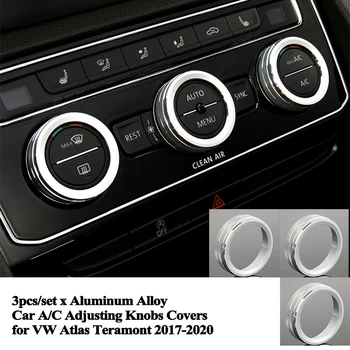 

3pcs/set Car A/C Air Condition Knob Button Cover Sticker Decoration Accessories for VW Volkswagen Atlas Teramont 2017-2020