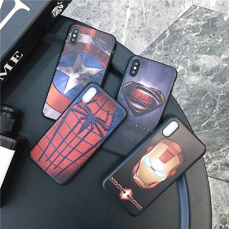 Мягкий ТПУ чехол для iPhone11 pro max XS MAX 7 8 6 6s Plus XR 10X Супермен Бэтмен Marvel чехол для телефона samsung S8 S9 Plus Note8 9