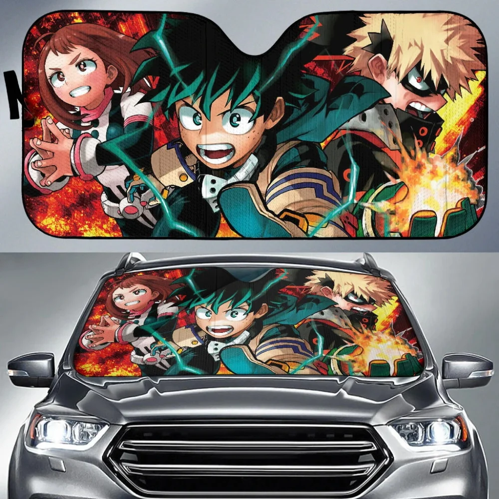 

INSTANTARTS Anime My Hero Academia Print Car Interior Protector Car Sun Shade for Windshield Foldable Durable Car Gloss Sunshade