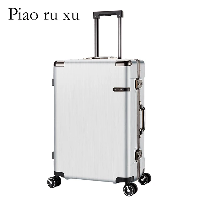 aluminum frame+pc rolling luggage 20″24″ inch spinner travel suitcase trolly bag on wheel