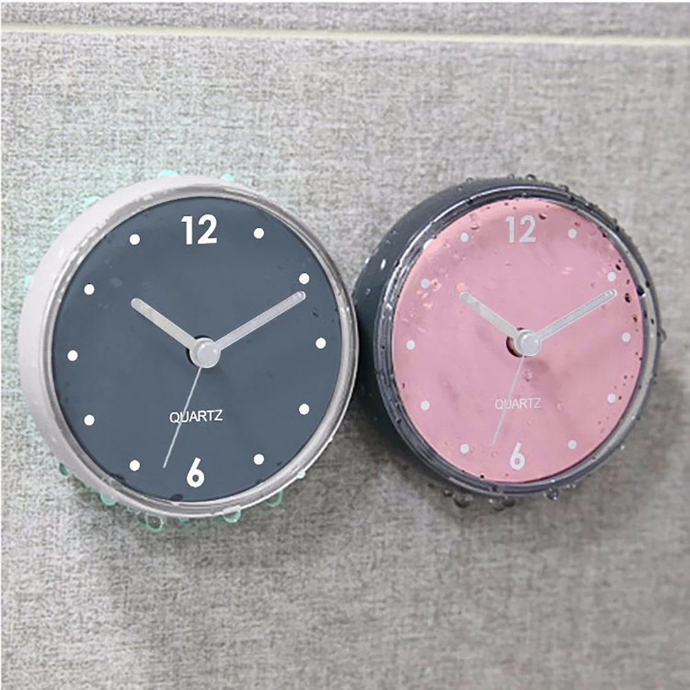 Mini Suction Cup Clock Bathroom Waterproof Sucker Alarm Clock Timer Decor Kitchen Bath Shower Wall Clocks Tiny Toilet Home Decor