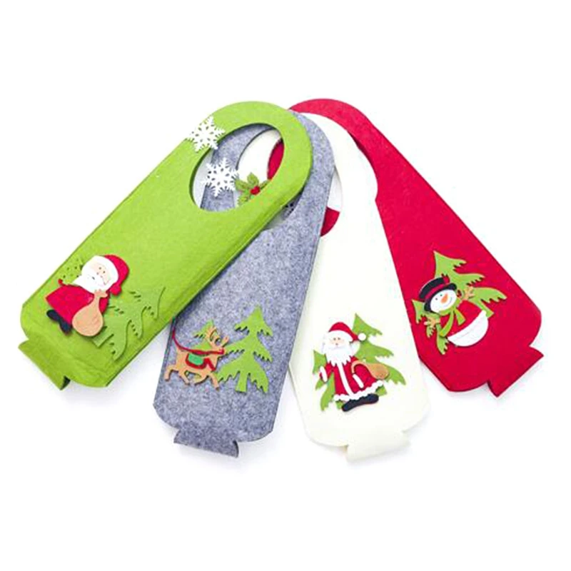 

4Pc Christmas Wine Bottle Popular Cartoon Wool Felt Cover Santa Claus Elk Shape Champagne Gift Holders New Years Xmas Party Supp
