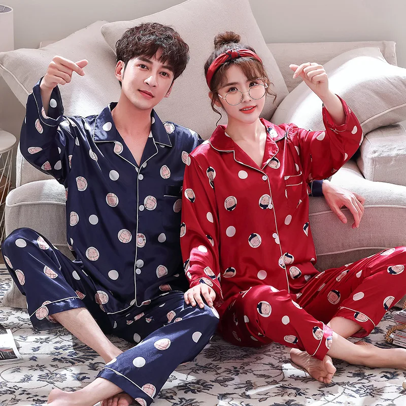 Pajamas Suit Lovers' Print Nightwear Casual 2PCS Pijamas Set