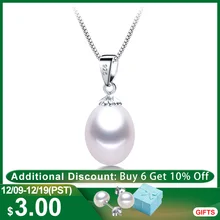 АААА, подвески из натурального пресноводного жемчуга, 8-9 мм, 925 пробы, серебряное ожерелье для женщин,, маленький размер, натуральный жемчуг, ювелирное изделие