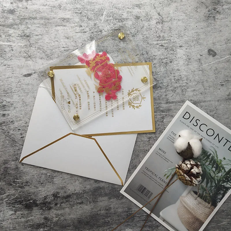 Customized transparent eternal flower acrylic net red invitation hot stamping wedding invitation cr - 4.00038E+12