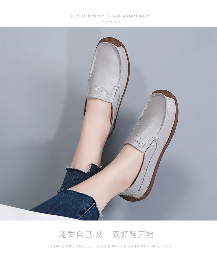 TCEFREK Spring Autumn Shoes Woman Genuine Leather Women's Loafers Slip On Ladies Shoe Square Toe Moccasins Flats Female Sneakers