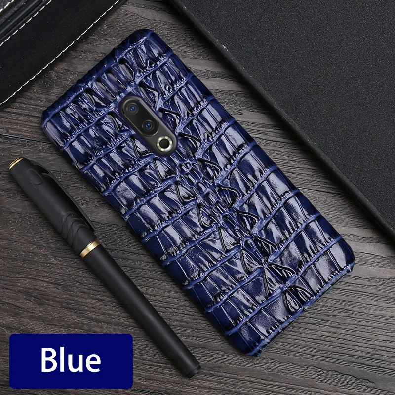 Genuine Leather Phone Case For Meizu 16th Plus 16 16X 17 Pro 7 Plus Cases Luruxy  Cowhide Crocodile Tail Texture Back Cover best meizu phone case Cases For Meizu