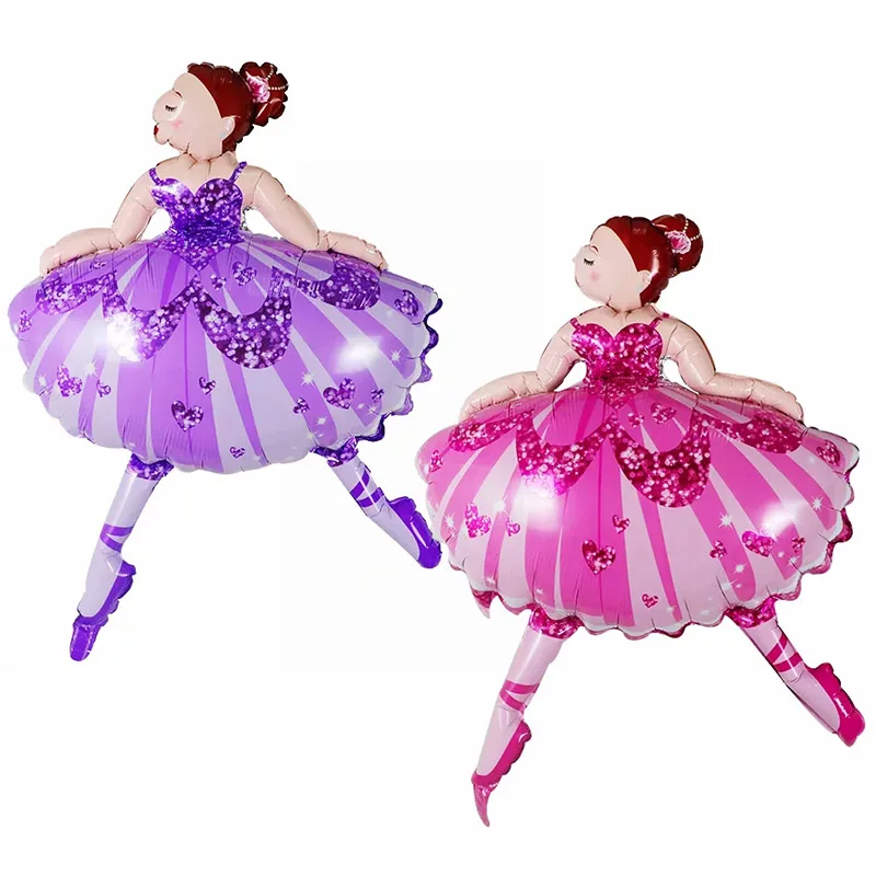 

1pc 110*80cm pink Sparkles Ballerina Ballet Dancer Girls Foil Helium Balloons Girl's Happy Birthday Party Decorations Supplies