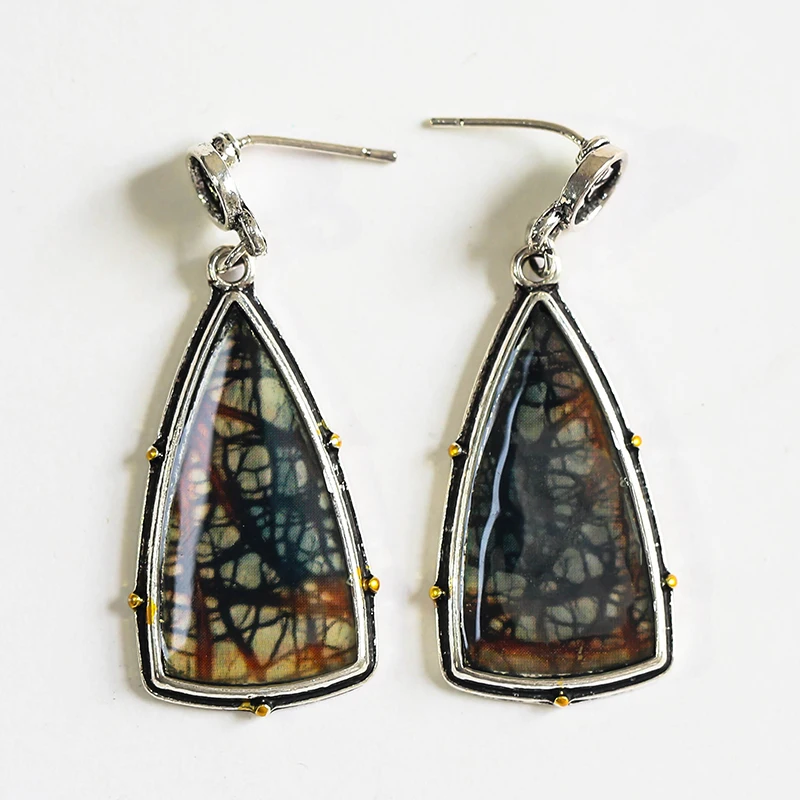 2021 Bohemian Ethnic Style Green Dangle Earrings For Women Tribal Jewelry Vintage Long Drop Earring Fashion Personality Gift