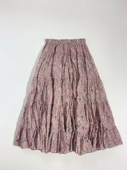 

Women Skirt Spring and Summer Floral Ruffled Elastic Waist Skirt