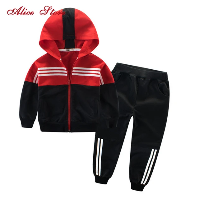 US $12.06 Children Clothing Sports Suit For Boys And Girls Hooded Outwears Long Sleeve Unisex Coat Pants Set 