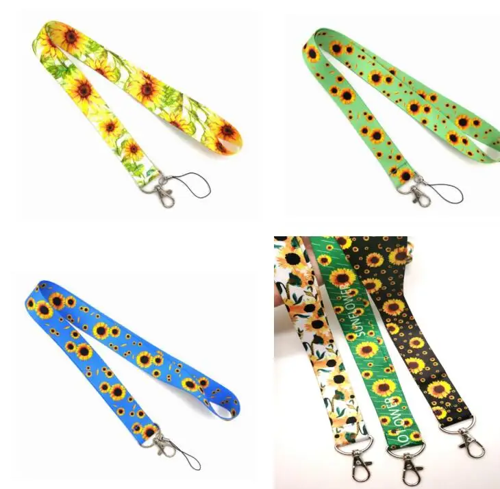 10 Pcs Sunflower Neck Lanyard Keychain Mobile Phone Strap Id Badge