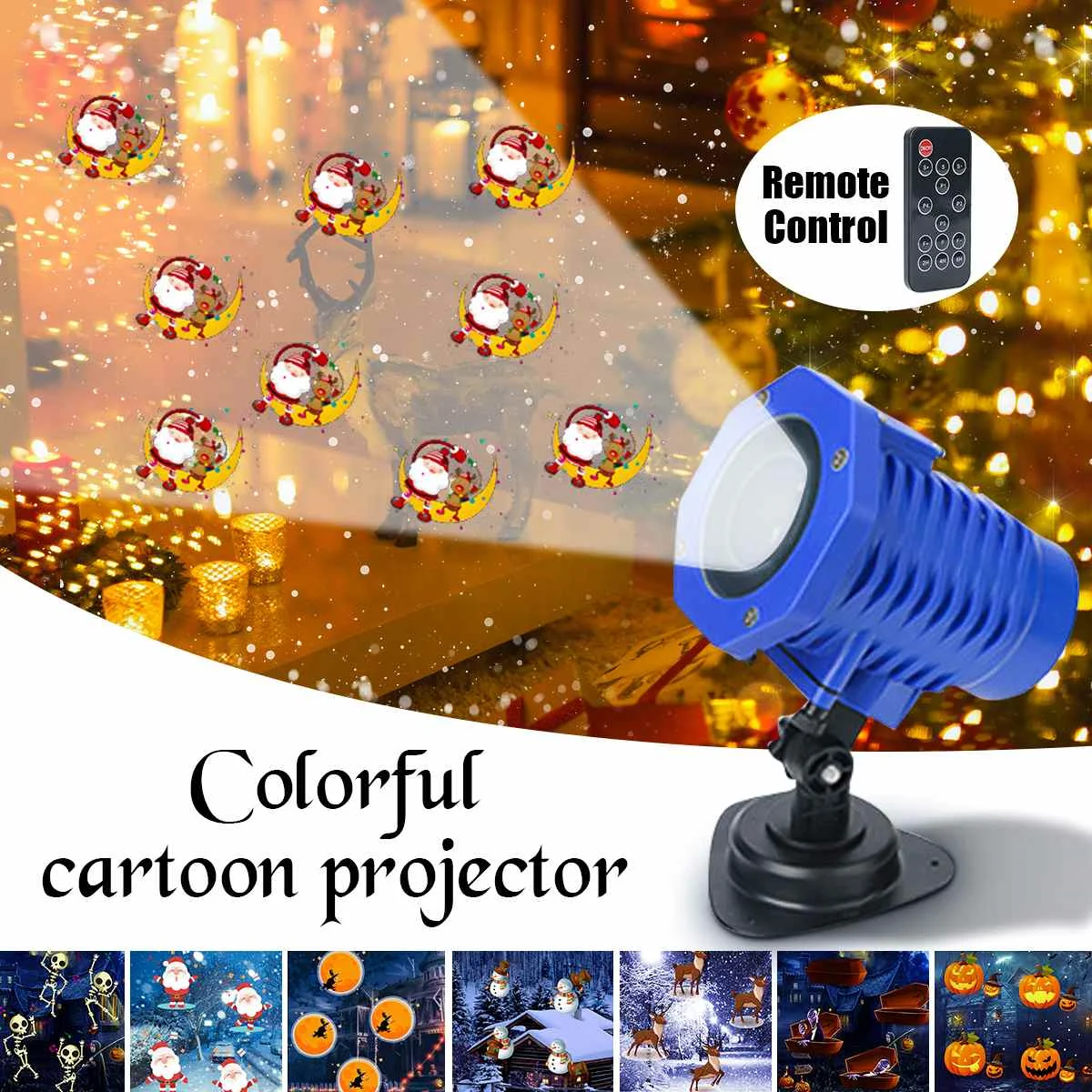 

5W / 8 Slides Christmas Halloween Decor LED Animated Snowflake Projector Light Multicolor Snowflake Outdoor Landscape Lamp