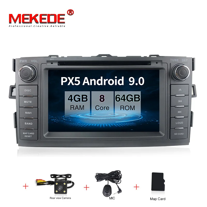 HD 4+ 64G PX5 Android 9,0 Автомобильный мультимедийный плеер 2 din автомобильный радиоприемник для Toyota AURIS 2006-2011 с навигационным стерео головным устройством - Цвет: 64G dvd camera