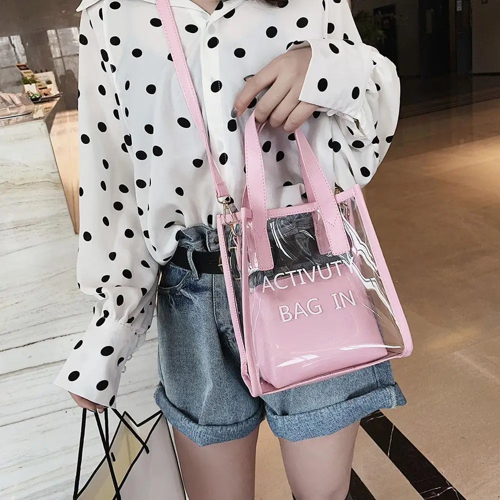 

PVC Transparent Small Crossbody Messenger Bags Plaid Clear Women Shoulder Bag for Elegant Ladies Shopping Ornament