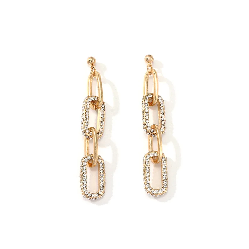 

Trendy Earrings For Women Personality Golden Exaggerated Chain Shape Pendant Shining Decoration Drop Earrings Female