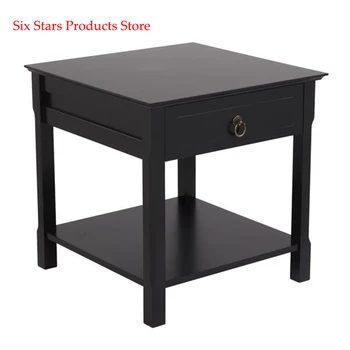 

FCH Simple One Pump/Two Pump Solid Wood Foot End Table with Storage Black