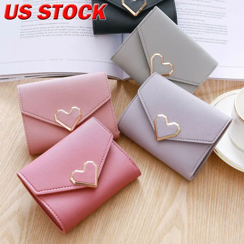 

Mini Women Heart Wallet Card Holder Clutch Coin Purse Leather Handbag Purse