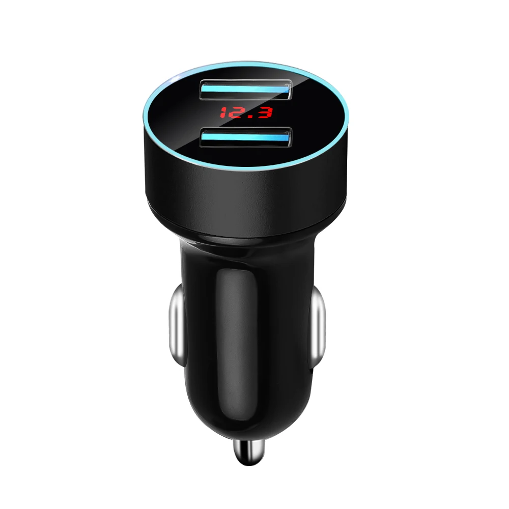 3.1A устройство для автомобиля с двумя портами USB Зарядное устройство 2 Порты ЖК-дисплей Дисплей 12-24V прикуриватель прикуривателя автомобиля Зарядное устройство для iphone samsung xiaomi huawei LG