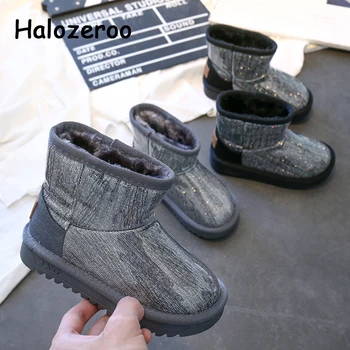 

Winter New Kids Snow Boots Baby Girls Warm Shoes Children Pu Leather Mid Calf Boots Boys Black Brand Boots Fashion Slip On Shoes