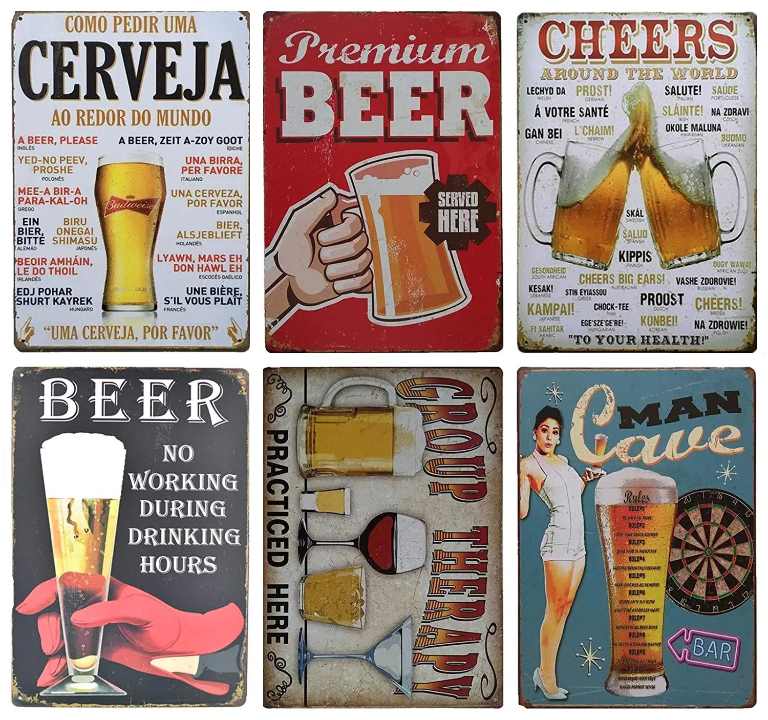 Пиво Ретро Оловянная металлическая табличка для украшения дома 20x30 см | Дом и сад