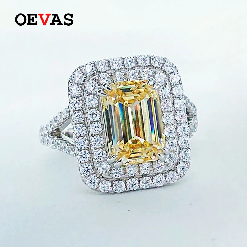 OEVAS Sparking Wedding Rings For Women Top Quality 925 Sterling Silver White Yellow Pink Zircon Girls Daily Party Fine Jewelry