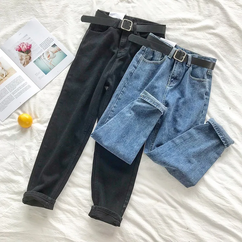 Jeans Women Pantalon Harem-Pants Denim Trousers Loose High-Waist Plus-Size Korean Femme