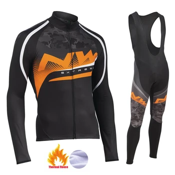 

Northwave Warm 2019 Winter thermal fleece Cycling Clothes men's Jersey suit outdoor riding bike MTB clothing Bib Pants set NW