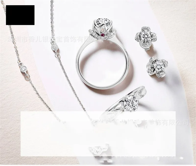 Solitaire Flower Promise Кольца для женщин 925 пробы серебро AAAAA cz Женское Обручальное кольцо Свадебные обручальные украшения