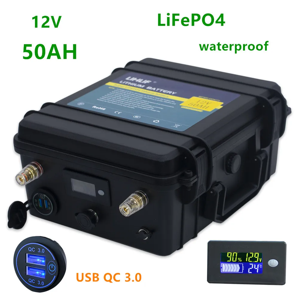 12v Lifepo4 50ah lifepo4 аккумулятор водонепроницаемый Литий ионный для инвертора гольф